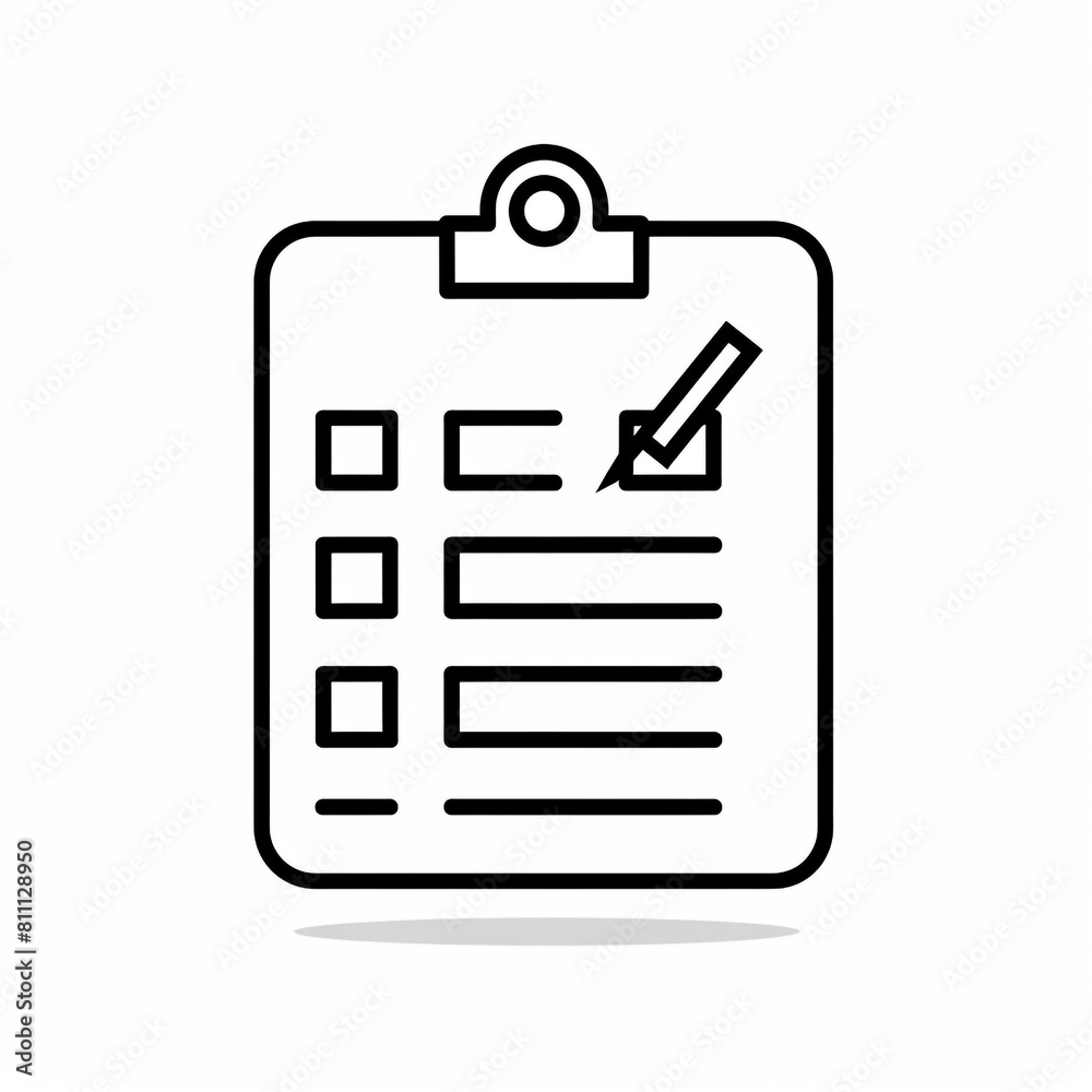 Outline icon of checklist using black line and minimal design. White background. Outline icon of checklist using black line and minimal design. White background.