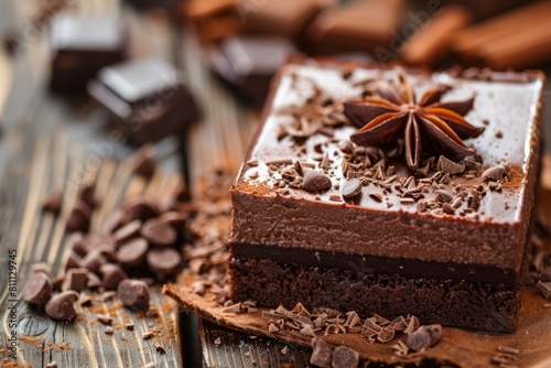 Chocolate desserts from around the world, ranging from classic favorites like chocolate cake and brownies to exotic treats like Mexican hot chocolate and French chocolate mousse photo