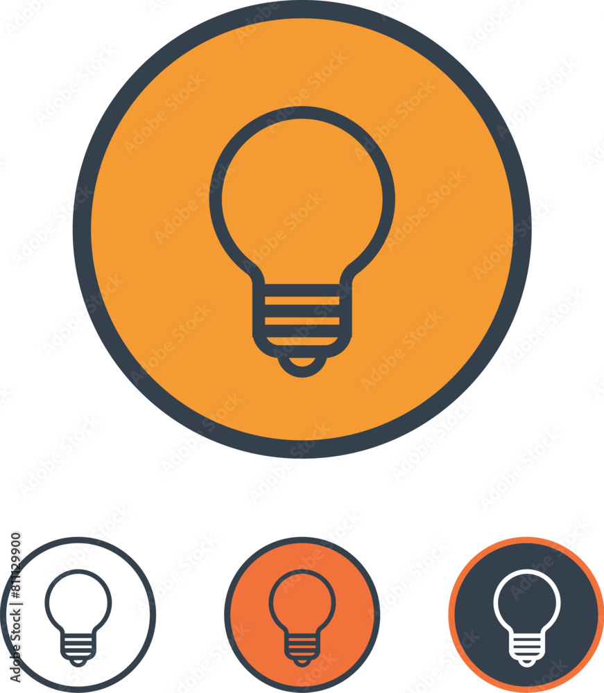 Set of light bulb icons on transparent background. Set of light bulb icons on transparent background.
