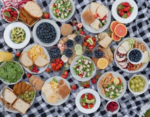 A table full of food with a variety of fruits and vegetables