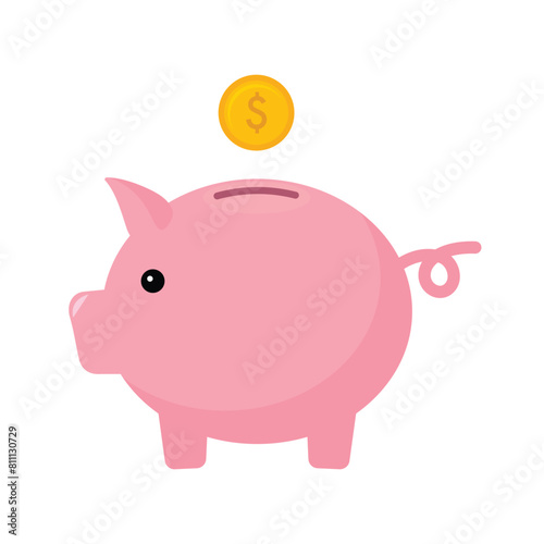 Piggy bank being filled with golden coins perfect for money saving, banking, and investment concept