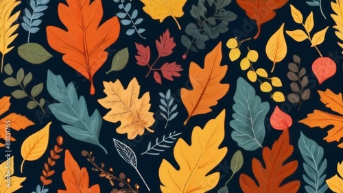 Falling Autumn Leaves Close-Up Wallpaper Suitable for Background. Copy Space