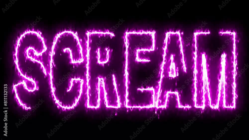 SCREAM text saber animation. Welcome loop animation Ultra HD 4k.