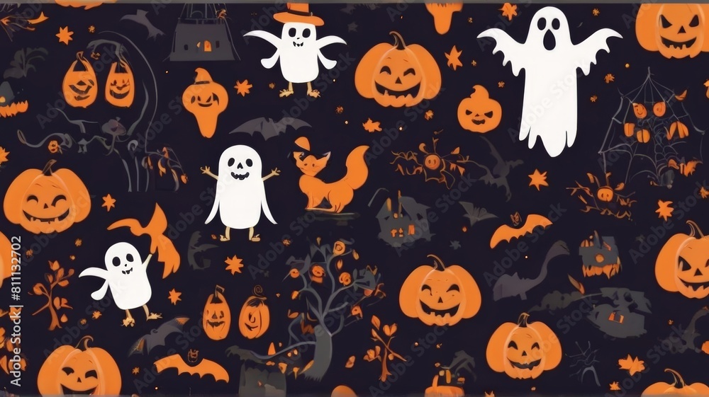 Halloween Witch Hat and Broom Wallpaper Suitable for Background