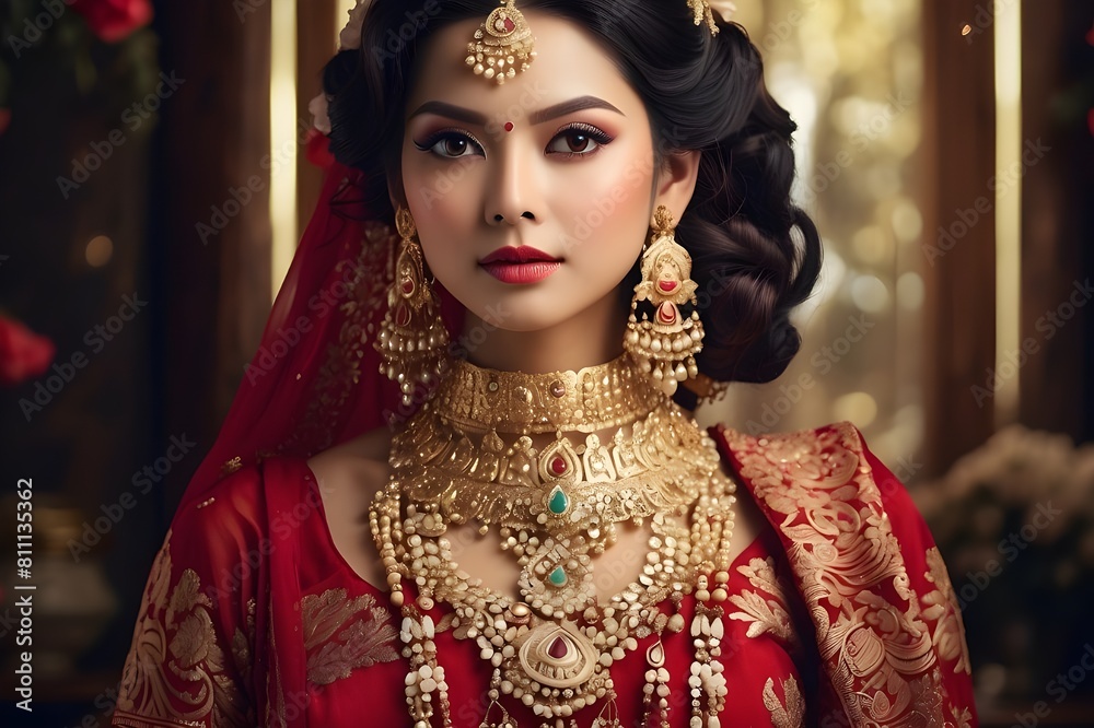 traditional and royal bridal wedding jewelry poster for glamourous look generative ai