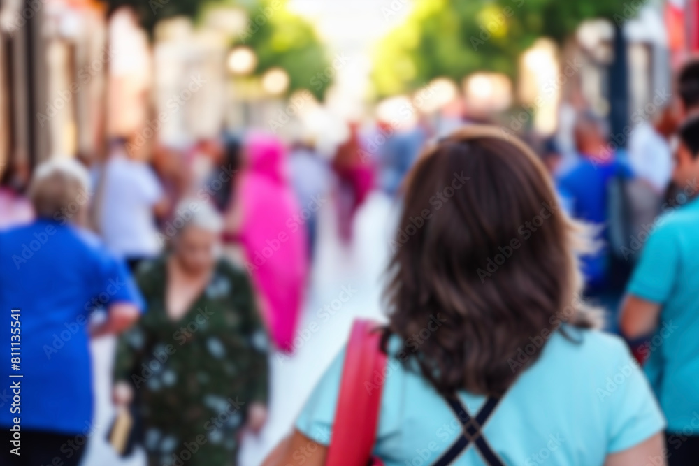 blurred for background. Crowd of people on the street. people walking on the city street. A blurry people walking. Urban, social concept. Abstract urban background with blurred buildings and street. blurred for background. Crowd of people on the street. people walking on the city street. A blurry people walking. Urban, social concept. Abstract urban background with blurred buildings and street.
