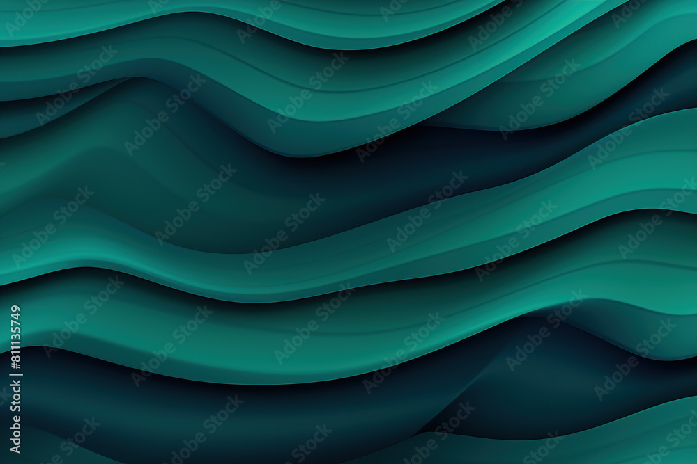 Black dark light jade petrol teal cyan sea blue green abstract wave wavy line background. Matte shimmer metallic electric. Template design
