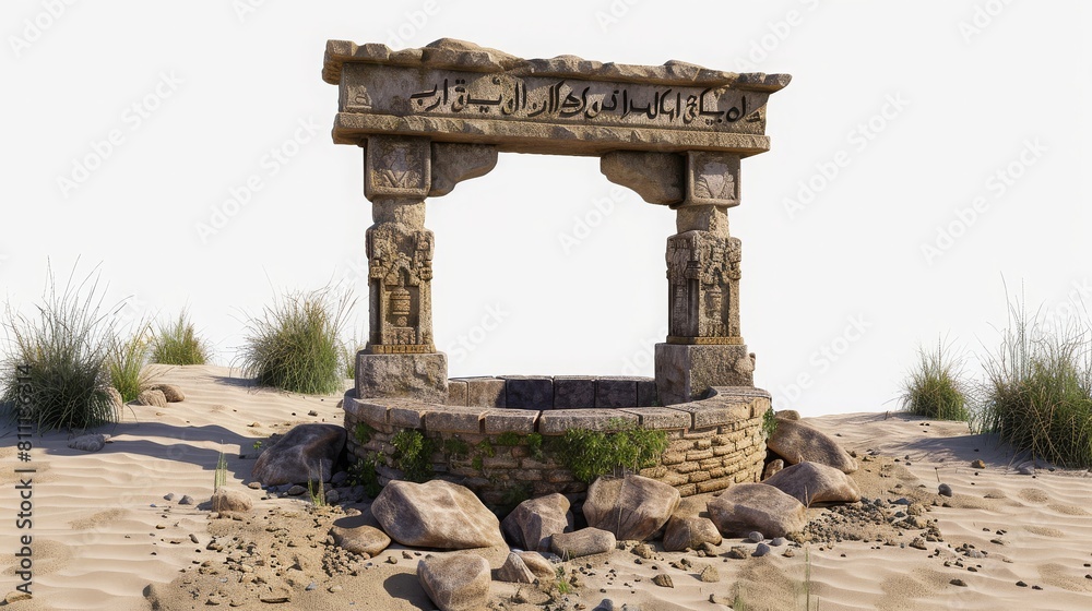 Fototapeta premium A stone archway with a well in the middle