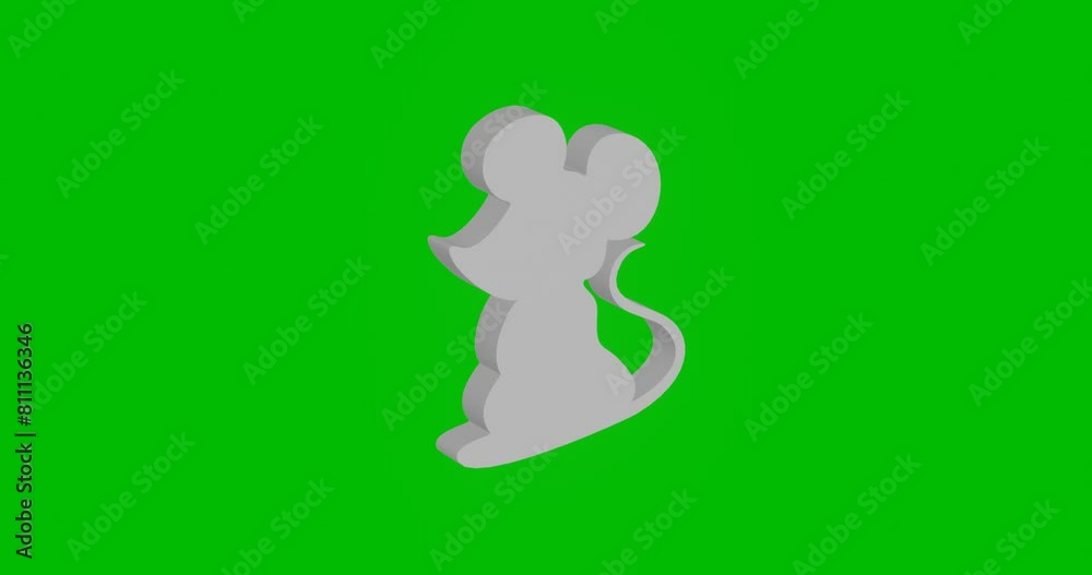 Animation of rotation of a white mouse symbol with shadow. Simple and complex rotation. Seamless looped 4k animation on green chroma key background Animation of rotation of a white mouse symbol with shadow. Simple and complex rotation. Seamless looped 4k animation on green chroma key background