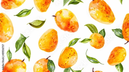 Seamless pattern of mango on white background