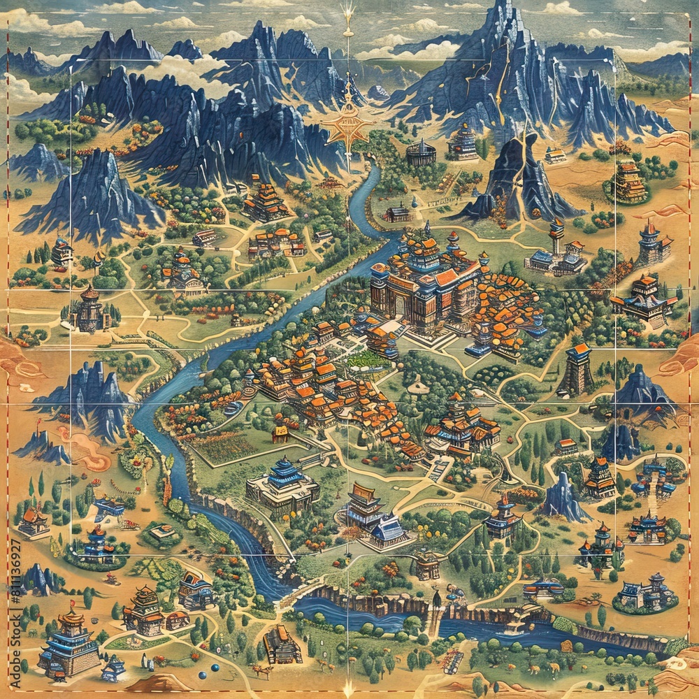 Obraz premium fantasy map graphic arts. AI generated illustration