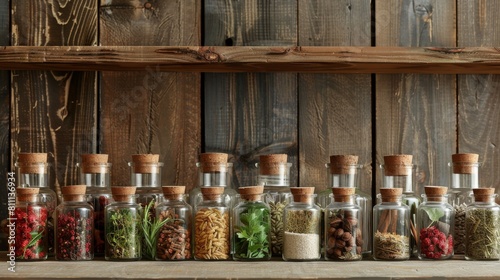Vintage spice and herb labels on old-style apothecary jars, nostalgic and classy, suitable for retro themes