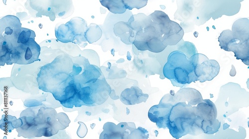Watercolor rain drops seamless texture background