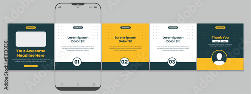 Set of LinkedIn carousel post, social media Instagram carousel post, modern and editable business carousel template design