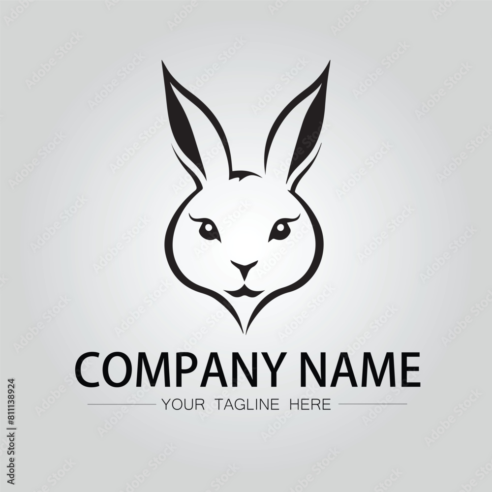 Rabbit silhouette company logo vector image on the white background Rabbit silhouette company logo vector image on the white background