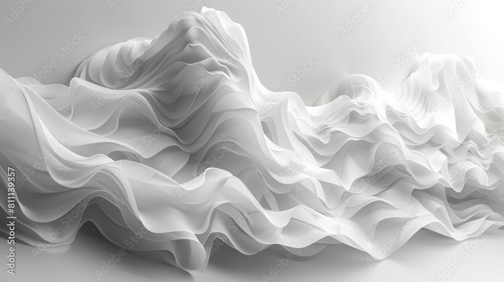 Obraz premium White flowing fabric on a white background.