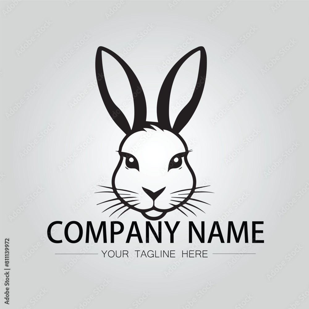 Rabbit silhouette company logo vector image on the white background
