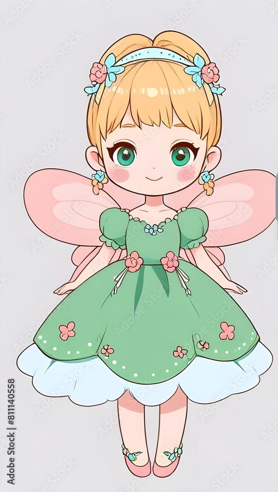 Cartoon fairy doll toy. illustration vector. Generative AI