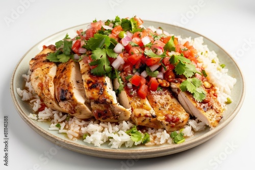 Savory Adobo Chicken with Vibrant Margarita Salsa and Rice