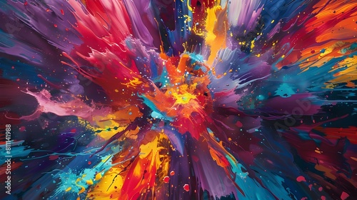 Explosive Cosmic Burst of Vibrant Abstract Energy and Imagination