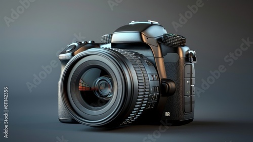 3D realistic image of a camera, clean lighting, isolated on background photo