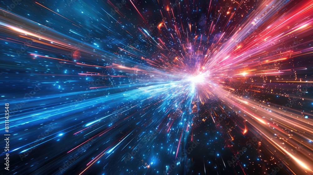 Naklejka premium Colorful Explosion of Light and Stars