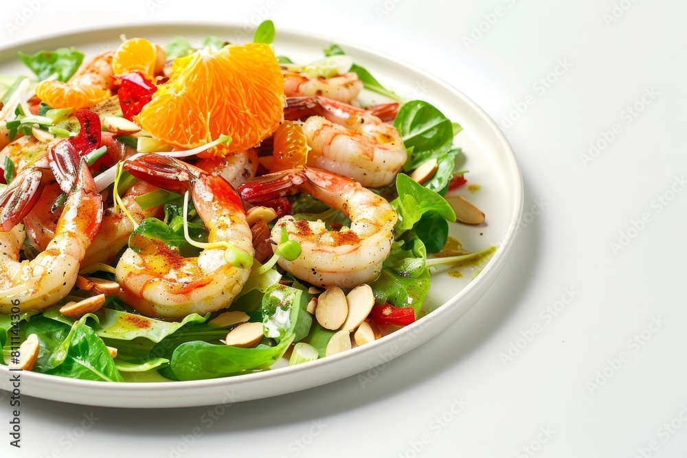 Vibrant Achiote Shrimp Salad with Red Pepper and Almonds Vibrant Achiote Shrimp Salad with Red Pepper and Almonds