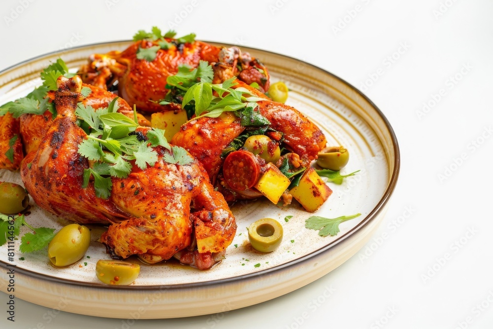 Achiote Marinated Cornish Hens with Chorizo and Mustard Greens Main Course Achiote Marinated Cornish Hens with Chorizo and Mustard Greens Main Course