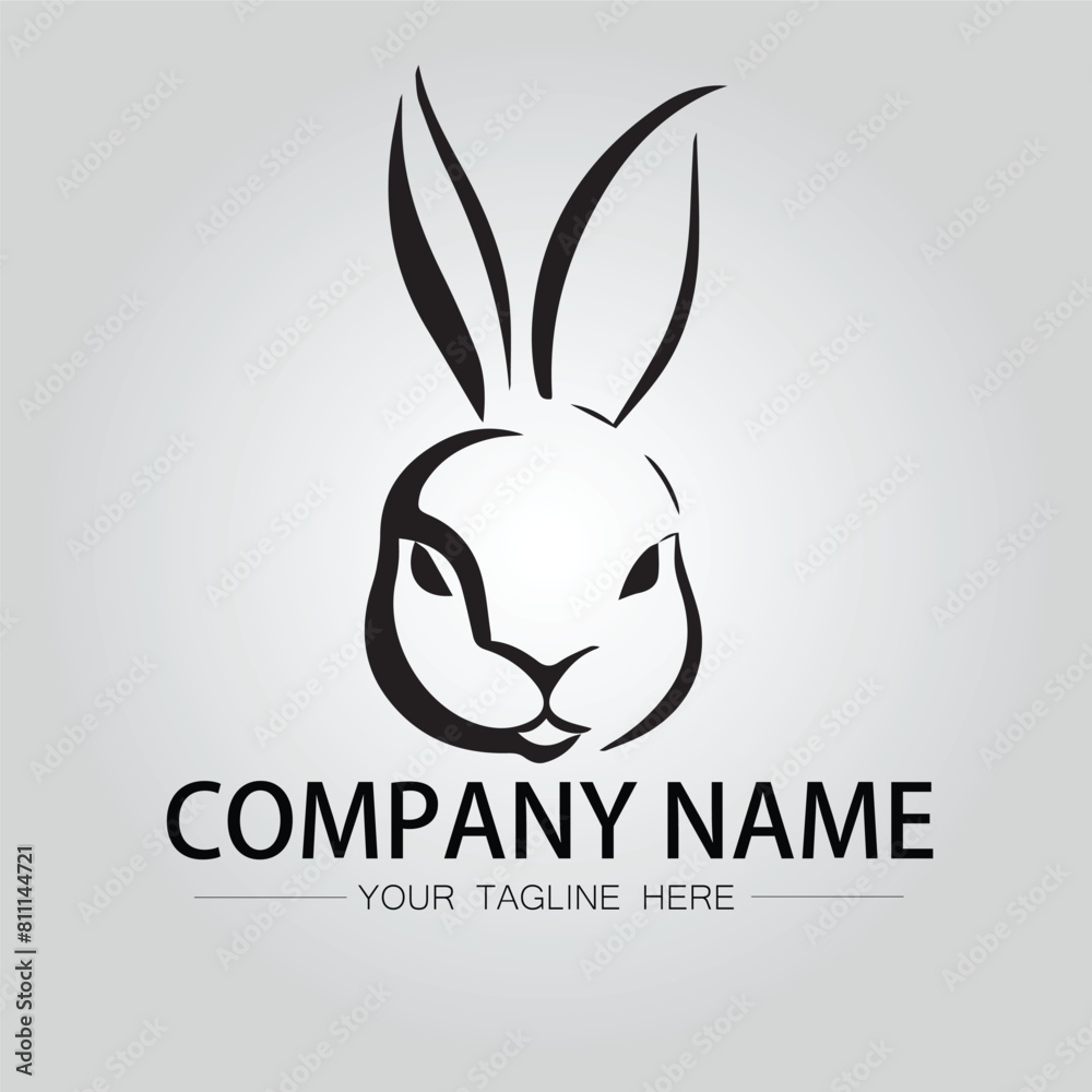 Rabbit silhouette company logo vector image on the white background Rabbit silhouette company logo vector image on the white background