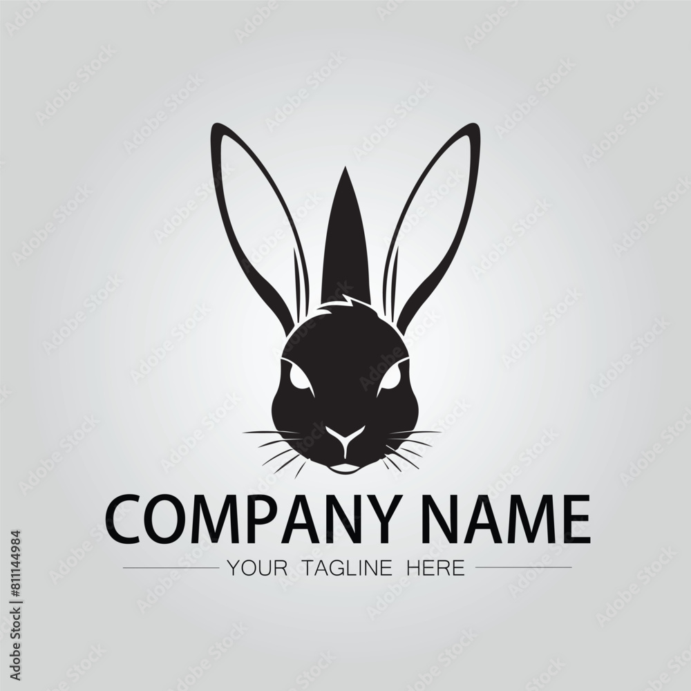 Rabbit silhouette company logo vector image on the white background Rabbit silhouette company logo vector image on the white background