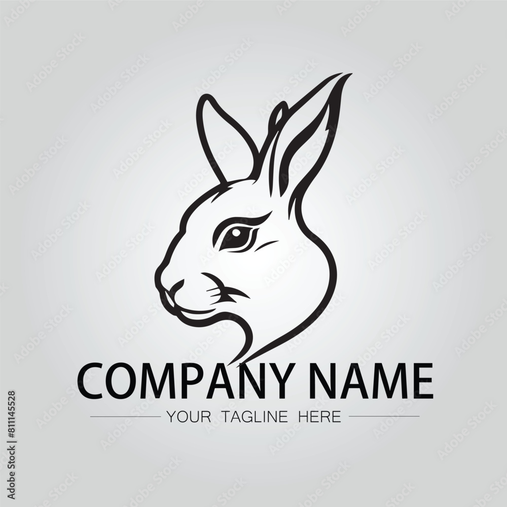 Rabbit silhouette company logo vector image on the white background Rabbit silhouette company logo vector image on the white background