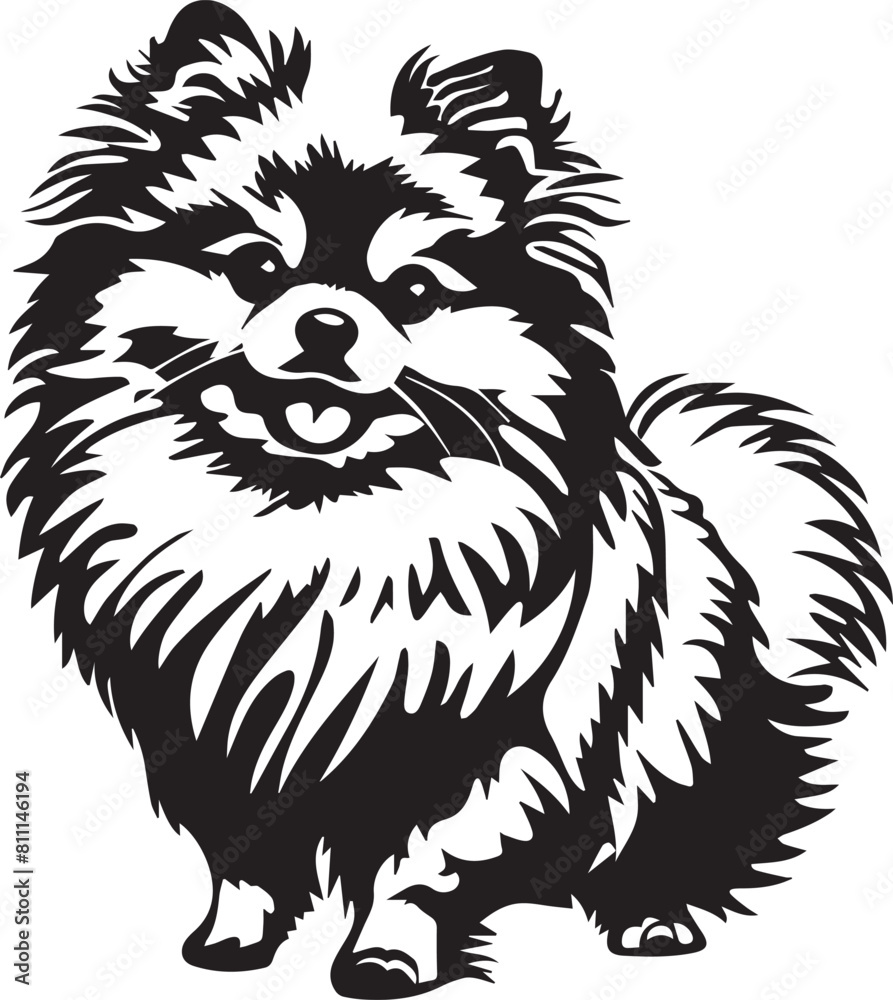 Obraz premium vector illustration of pomeranian spitz dog silhouette