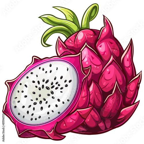 Dragon fruit illustration, Sweet fruit for health, fresh dragon pitaya fruit