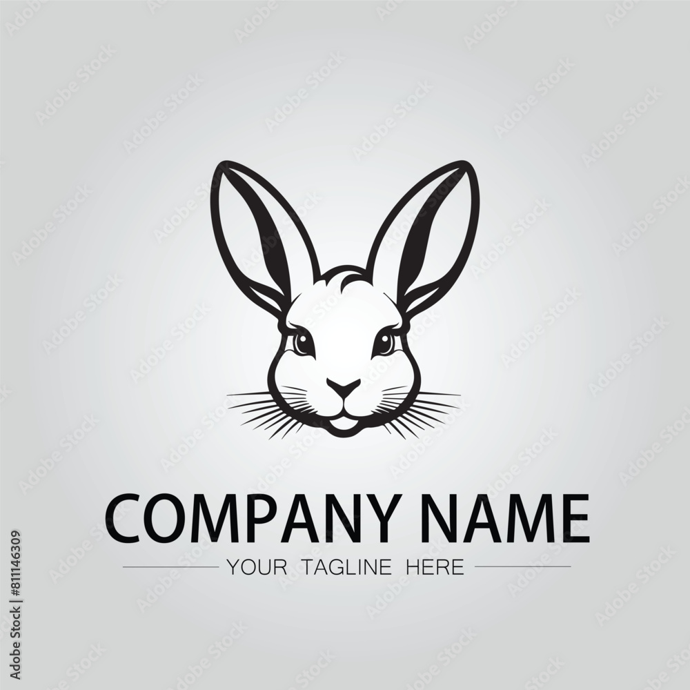 Rabbit silhouette company logo vector image on the white background