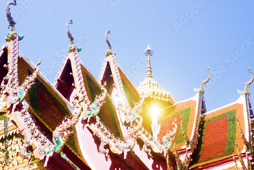 Buddhist sanctuaries, Buddhist shrine, bright ornamentation and figurativeness of temples. Thailand photo
