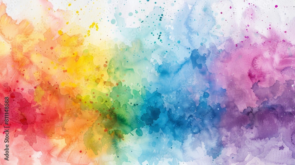 Multicolored background created with vibrant watercolors, showcasing a mix of colors and textures.