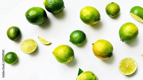 Macro lime on white background 16:9 with copyspace photo