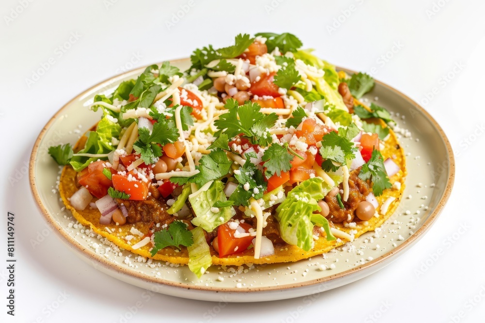Tempting Tostada Salad with Crispy Corn Tortillas and Fresh Lettuce Tempting Tostada Salad with Crispy Corn Tortillas and Fresh Lettuce