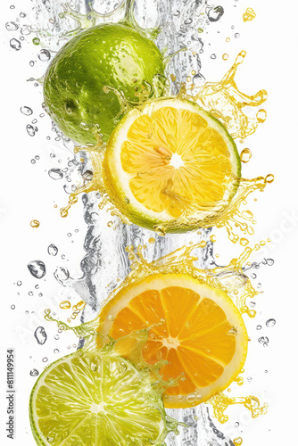 water fall on fresh and juicy lemon