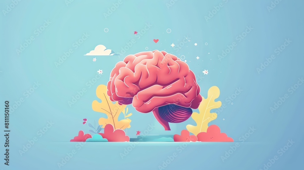 Brain health flat design front view wellness theme animation Triadic Color Scheme Brain health flat design front view wellness theme animation Triadic Color Scheme