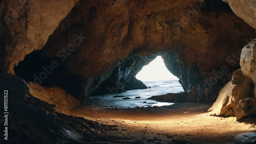 Inside open caves 16:9 with copyspace