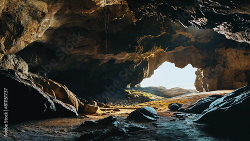 Inside open caves 16:9 with copyspace