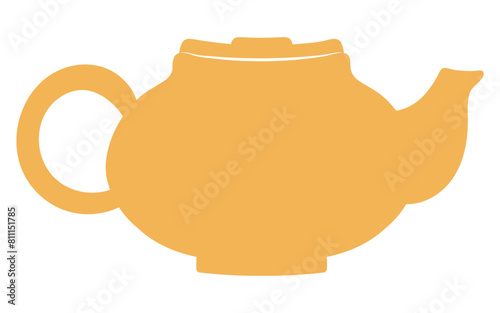 Teapot, kettle silhouette hand drawn illustration. Dragon Boat Festival, Mid Autumn Festival, traditional holiday clip art, card, banner, poster element. Asian style design, isolated vector.