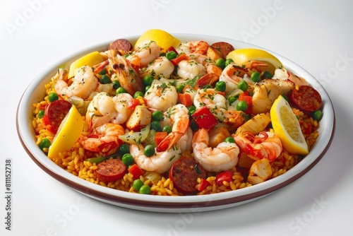 Exquisite Seafood Paella with Shrimp, Scallops, and Mussels