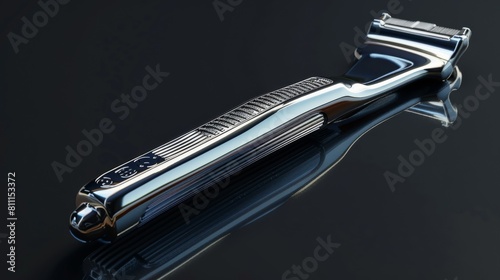 3D realistic image of a razor, clean lighting, isolated on background photo