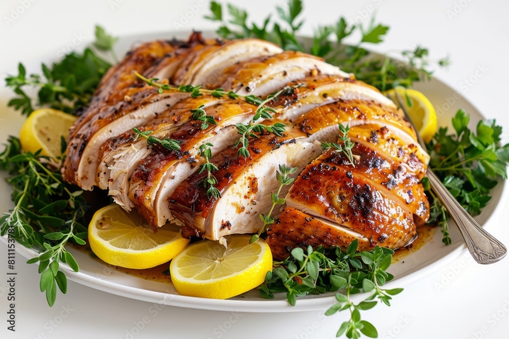 Elegantly Arranged 90 Minute Turkey with Fresh Herb Garnish Elegantly Arranged 90 Minute Turkey with Fresh Herb Garnish