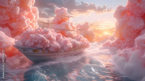 Fanciful Confectionary Airship A Delectable Dream of Gummy Bears and Candy Floss photo