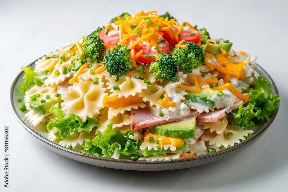 Tantalizing 7-Layer Pasta Salad with Farfalle and Buttermilk Tantalizing 7-Layer Pasta Salad with Farfalle and Buttermilk