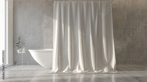 3D realistic image of a shower curtain, clean lighting, isolated on background photo