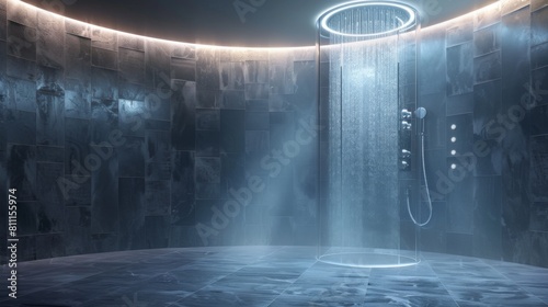 3D realistic image of a shower structure  clean lighting  isolated on background